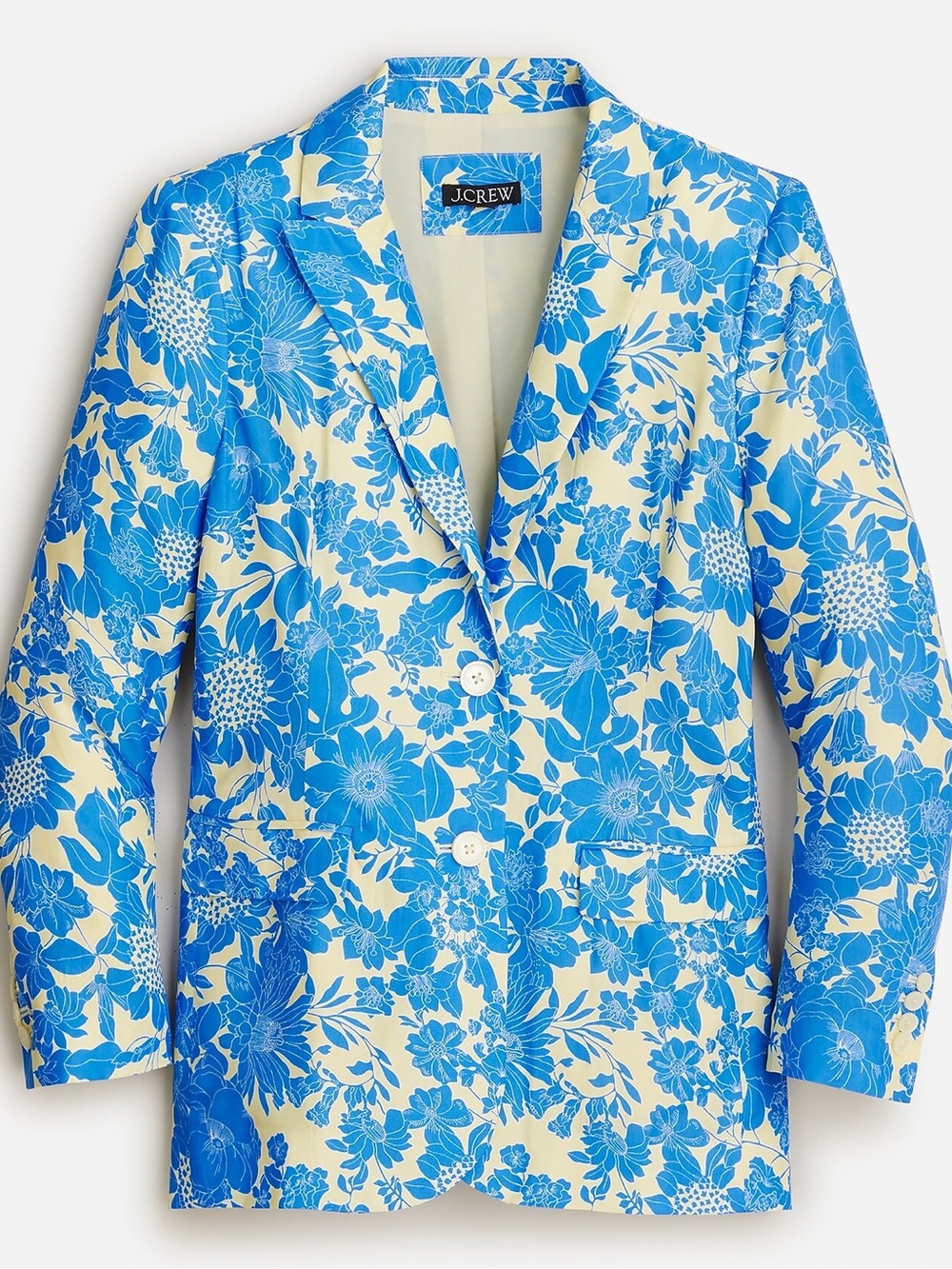 J. Crew Blue and Cream Floral Suit Jacket